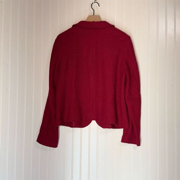 J. Jill Red Blazer Jacket L Wool Blend Two-Button Knit Preppy Old Money Career - Picture 3 of 9